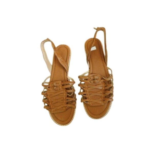 Madewell Size 8.5 Brown Leather Strappy Flat Sandals - Picture 1 of 3